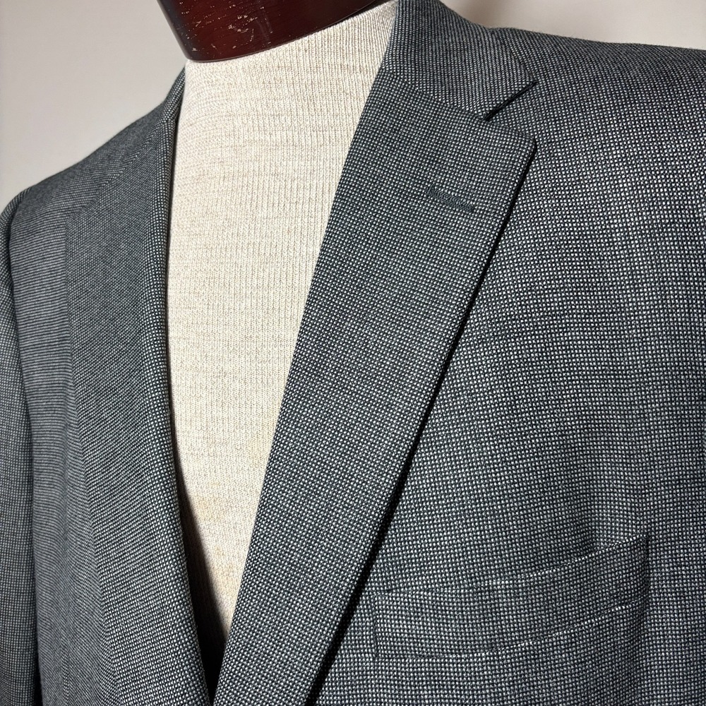 Bespoke‎ Tom James Flannel Wool Blazer Gray Weave 2-Button Execlusive 44-46R